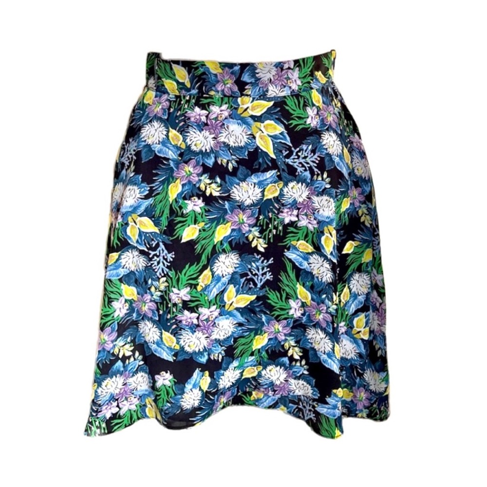 [New] Sui by Anna Sui Navy Blue Tropical Floral Short Skirt Size S